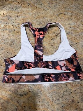 lululemon athletica Floral Racerback Sports Bra - Pink, Black, Cream